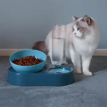 

Pet Dog Water Bottle Double Bowl Automatic Drinking Bowl Pet Feeder Feeding Basin Cat Food Water Bowl Pet Supply Dogs Feeder