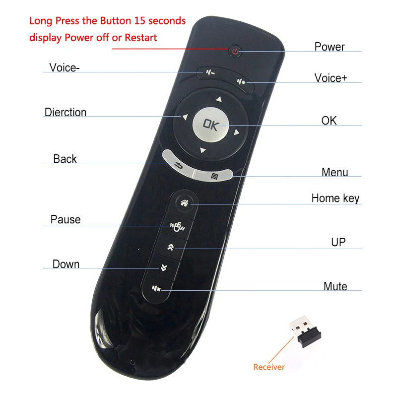 ALSTON T2 Fly Air mouse, пульт дистанционного управления, 2,4 ГГц, беспроводная 3D Гироскопическая палка для движения, для 3D игры, ПК, Android tv Box, Google tv плеер
