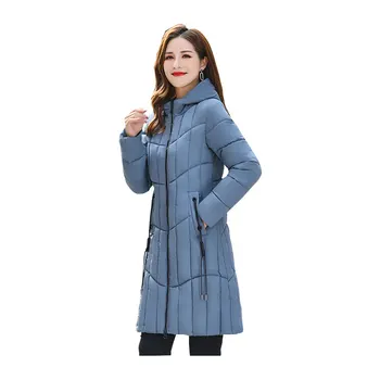 

Women Medium Long Winter Jacket Hooded Windproof BIO Down Coat Oversize Cotton padded Parkas Casaco Feminino Mujer