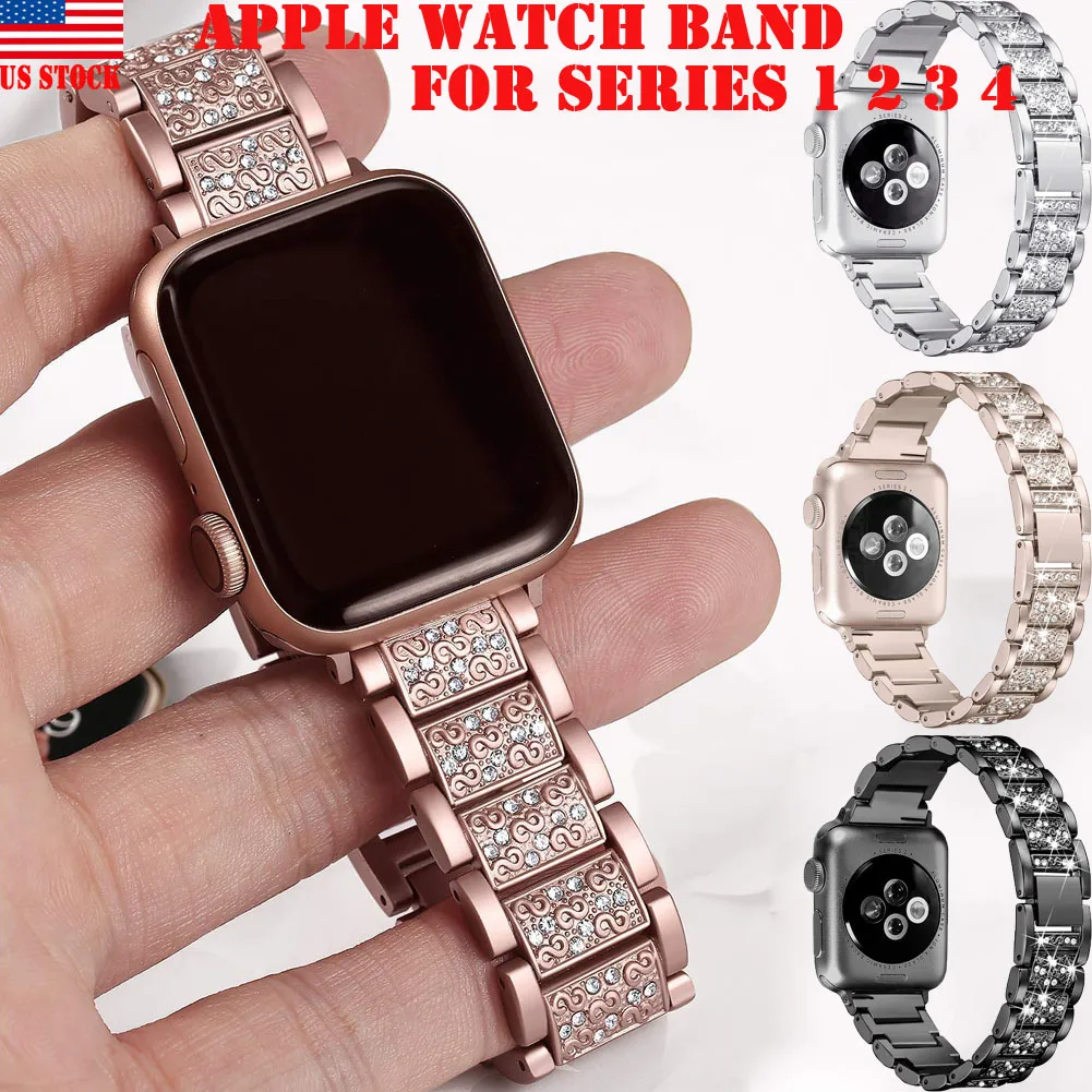 Нержавеющая сталь диаманта Bling Ремешок Браслет для iwatch ремешок с бриллиантами для наручных часов Apple Watch, версии соединяющий ремешок браслета, 38, 42 мм, версия