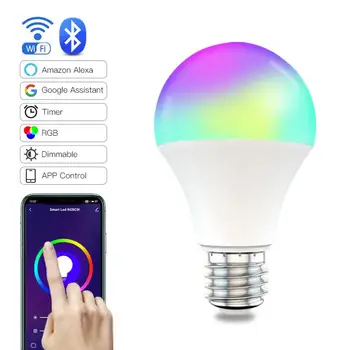 

Wifi Smart LED Bulb RGB CW WW Magic Light Bulb 9W 110V-220V LED Lamp Work With Alexa/Google Home TUYA/Smart Life APP Control
