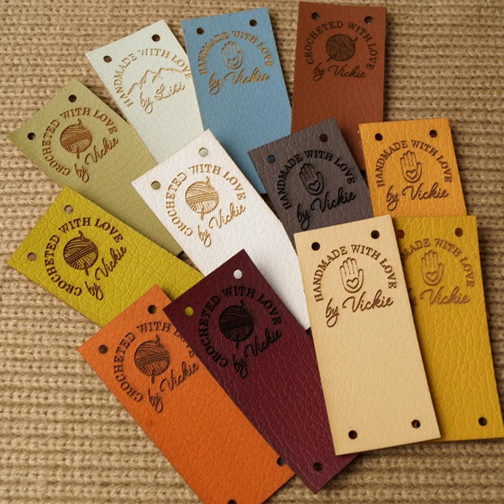 Personalize Logo Clothing Labels For Handmade Items, Vegan Leather Tags, Custom Text Knitting Labels, Leather Tags For Crochets - Diy Craft Supplies - AliExpress