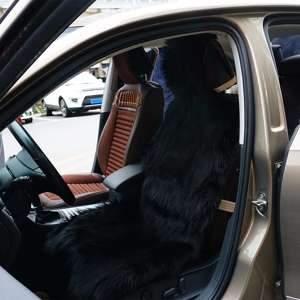 

1PC Front Car Seat Covers Sheepskin Chair Seat Protector Support Mat Universal Winter Plush Car Warm Seat Cover Auto Accessories