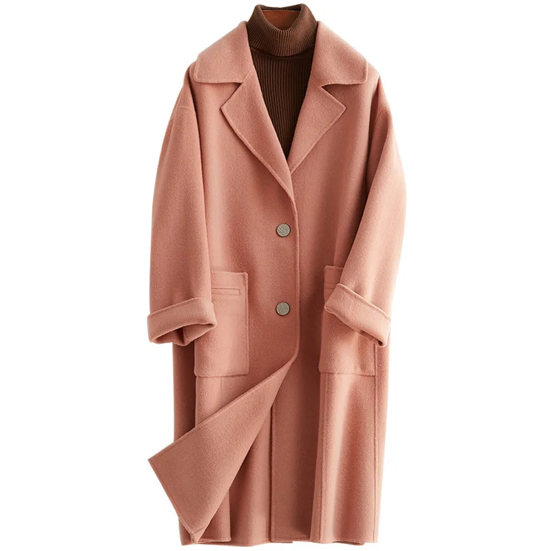 

2020 New Two-sided Woollen Overcoat Long Fund Suit Lead Thin Section Wool Loose Coat