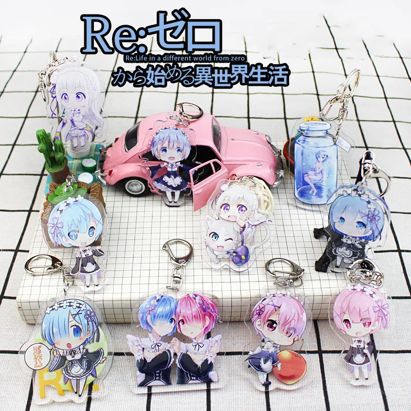 Брелок для ключей с аниме RE:ZERO акриловый кулон изображением милой девушки из
