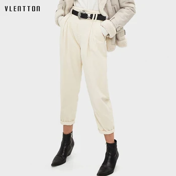 

2020 Autumn Winter Fashion Corduroy Warm Harem Pants Women Casual Loose Solid High Waist Nine Pants Female Pantalon Femme