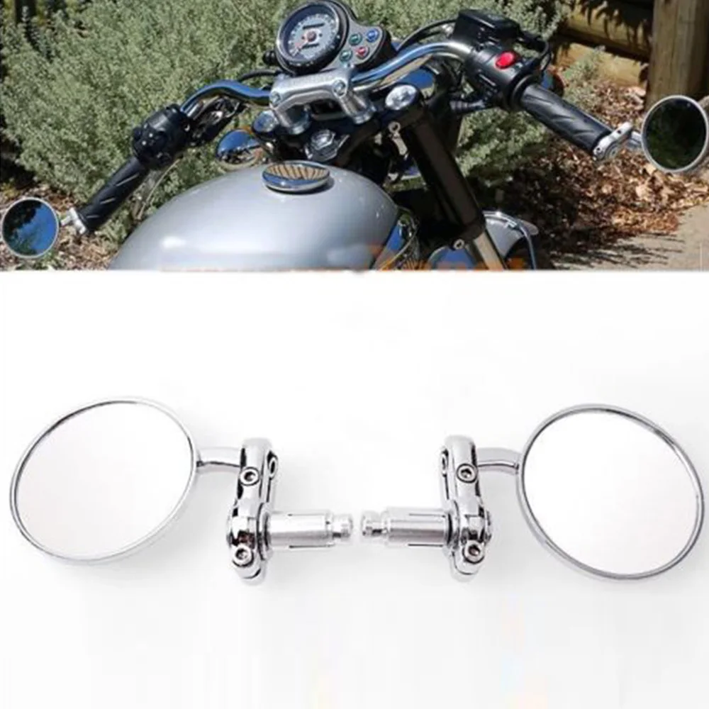 Motorcycle Chrome Handle Bar End Rearview Mirror For Cafe Racer Bobber Pair Of Motorcycle Rearview Mirrors