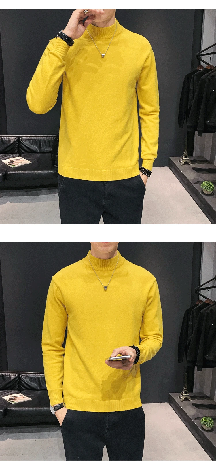 Liketkit, мужской свитер,, мужской, японский, водолазка, однотонный, Повседневный, свитер, мужской, облегающий, вязанный, пуловер, зимний джемпер