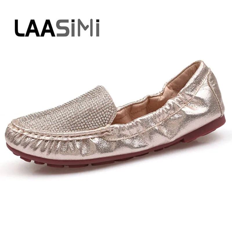 

LAASIMI Summer Autumn Casual Women Shoes Bling Female Flats Fashion Slip On Round Toe Women Espadrille Crystal Decoration Loafer