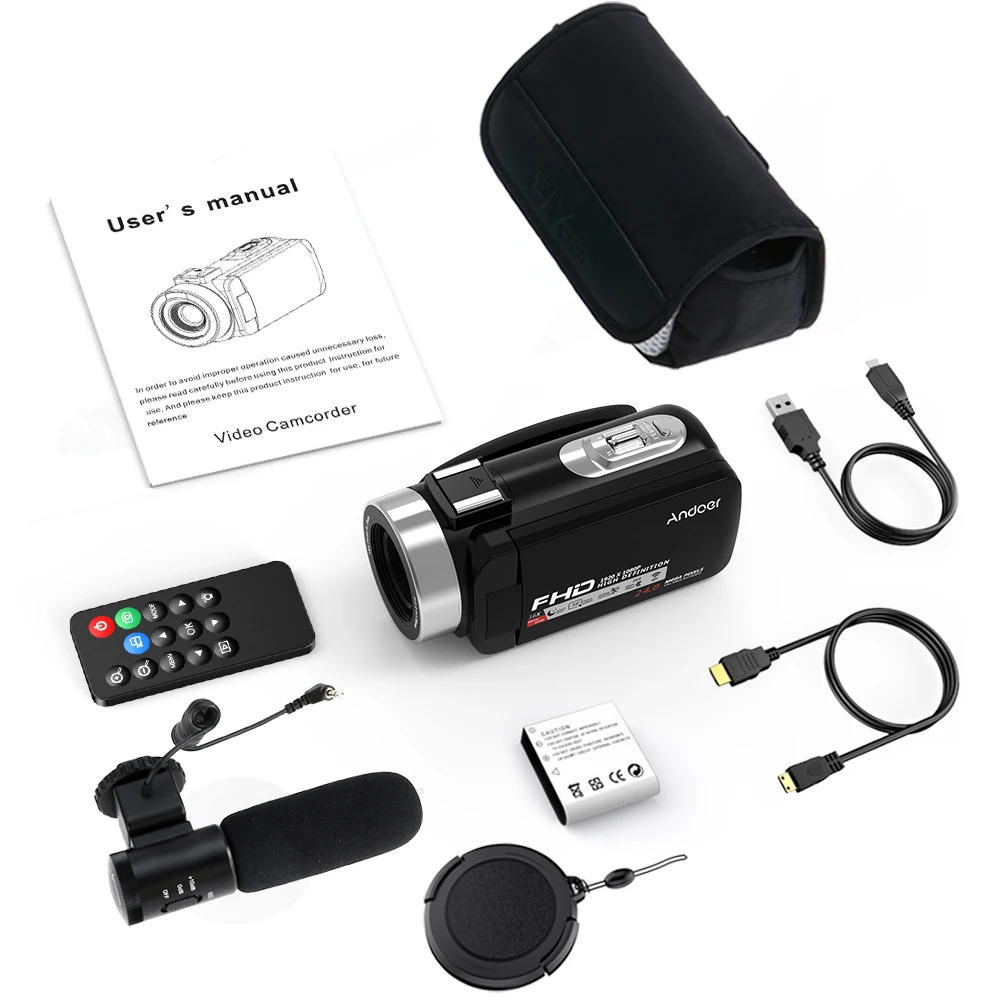 Andoer 1080P HD WiFi Портативная Цифровая видеокамера 16X Zoom 3," lcd сенсорный ИК Ночное Видение+ внешний микрофон