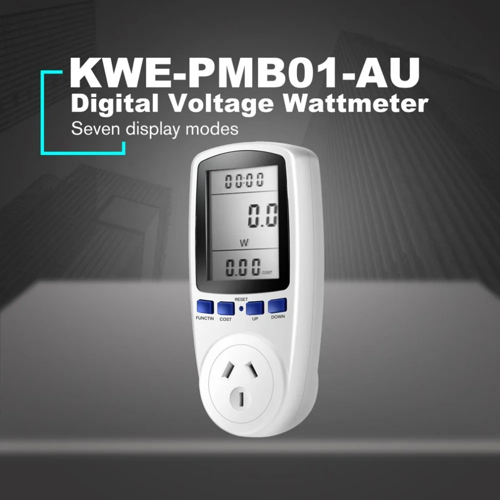 KWE-PMB01 розетка цифровой Напряжение ваттметр Потребляемая мощность ватт счетчик энергии AC анализатор электроэнергии монитор Европа США Великобритания Австралия вилка