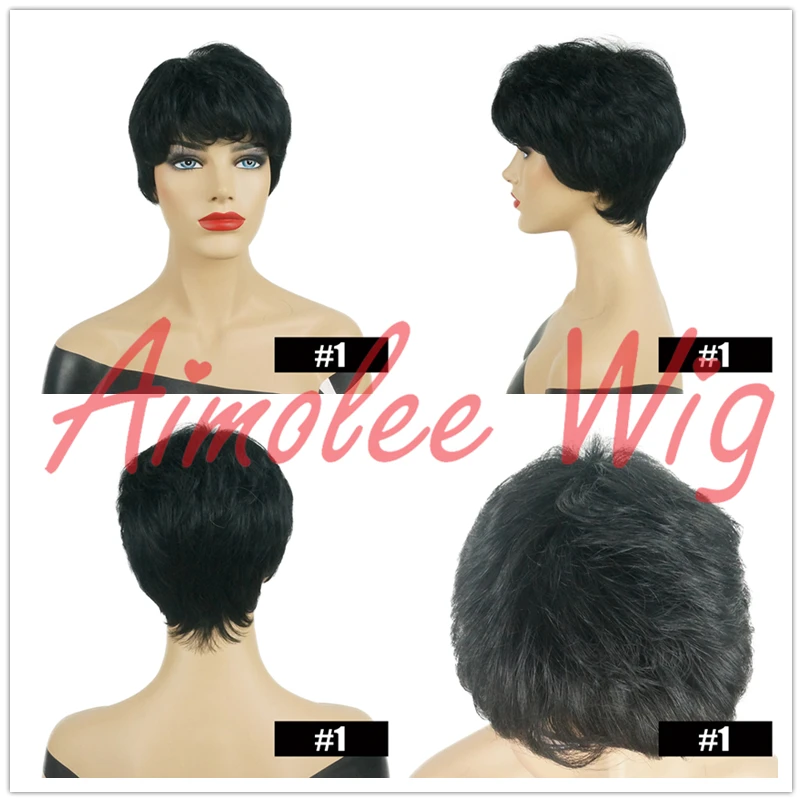 Synthetic Human Hair Wig Ombre Blonde Highlight Blend with Bangs Natural Wave for Women