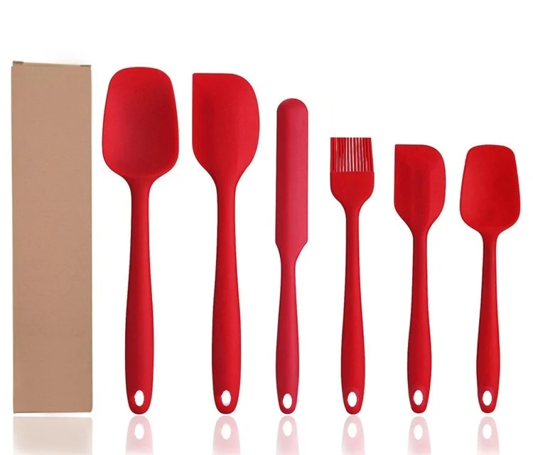 

Red Cooking Utensils 6 pcs Heat-Resistant Silicone Kitchen Cooking Tools Baking Cookware Gadgets Baking Set Cake Tools
