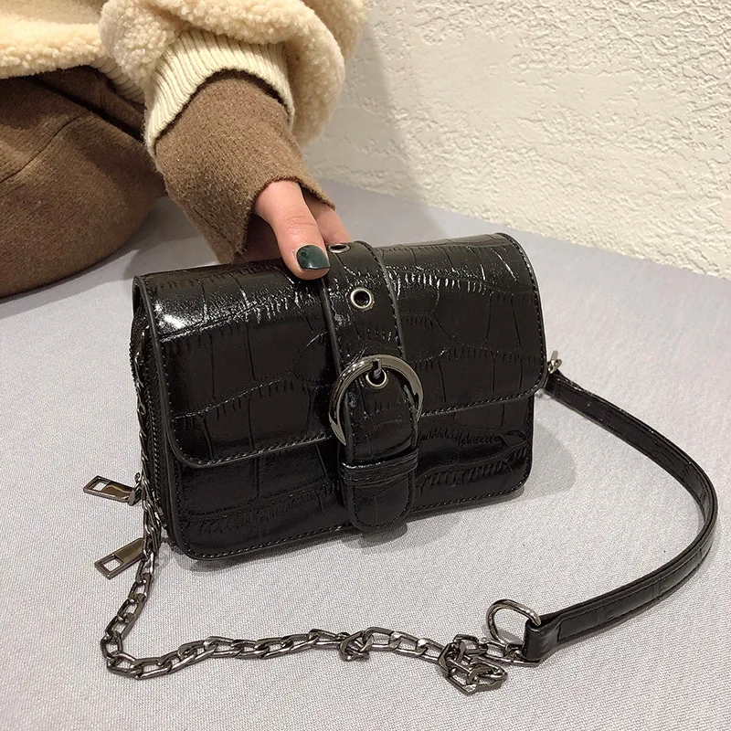 

Women's small bag 2019 summer new Korean version of the stone pattern shoulder small square bag chain fashion wild Messenger bag