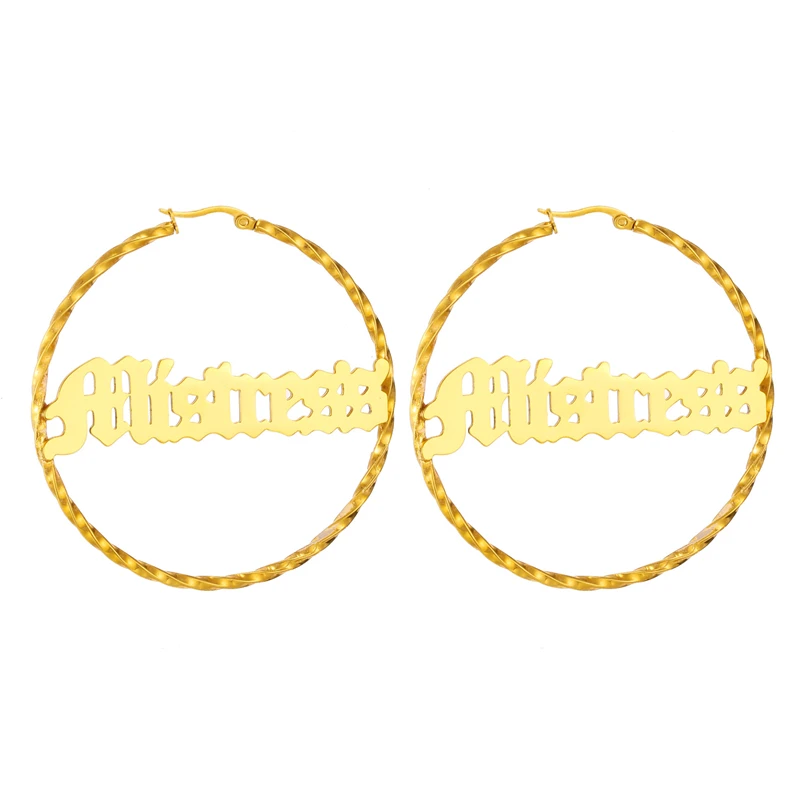 Personalized Custom Name Earrings 316 Stainless Steel Anti-allergy Female Stud Earrings For Women Fashion Jewelry 30-70mm