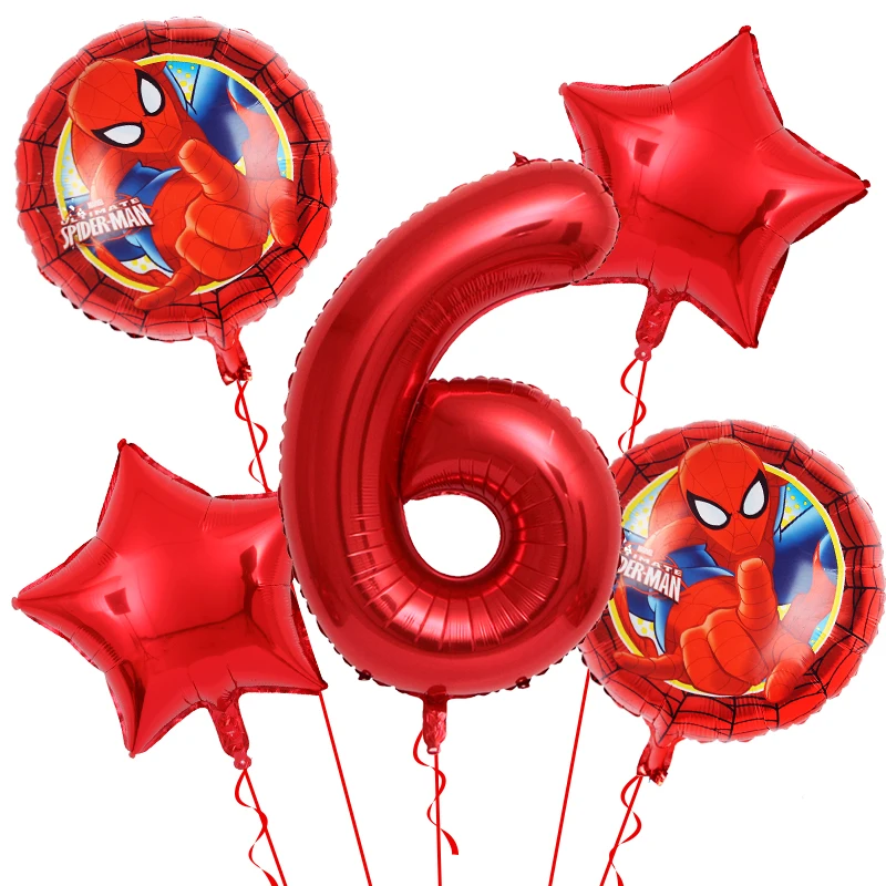 5 шт./лот, воздушные шары из фольги с супергероем Бэтменом, черные шары с цифрой 30 дюймов, 1, 2, 3, 4, 5, 6, 7, 8, 9 лет, для мальчиков, украшения на день рождения - Цвет: red 6