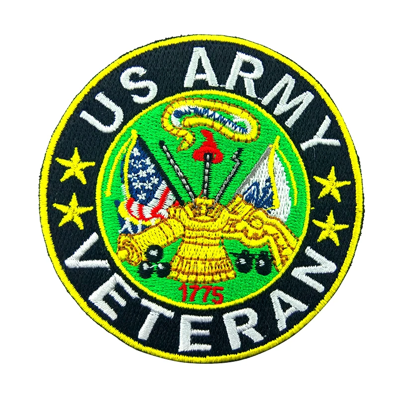 US Army Veteran Embroidery Patch Iron on Backing Military Badge for DIY Clothing Accessories Appliqued Jacket T-shirt Decoration | Дом и сад