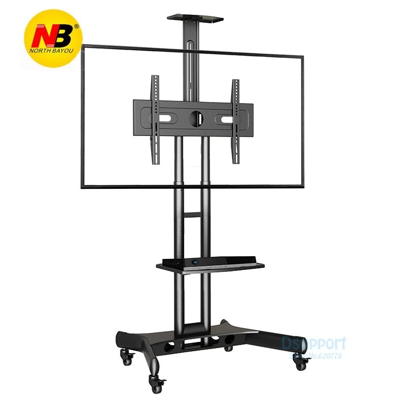 Супер качество NBUS60-SZ 3"-65" светодиодный ЖК-тележка для телевизора плоская панель плазменная подставка на колесиках для телевизора подставка с лотком и полка AV - Цвет: One tray