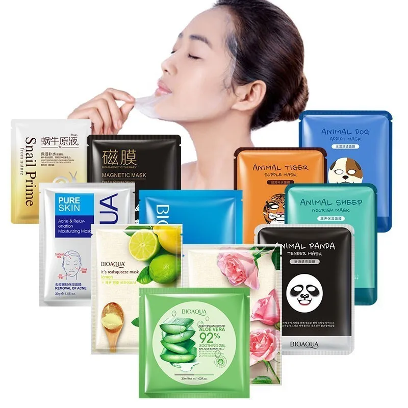 BIOAQUA Skin Care Face Mask Sheets Peel Off Moisturizing Anti Wrinkle Blackhead Remover Wrapped Shrink Pores Facial |