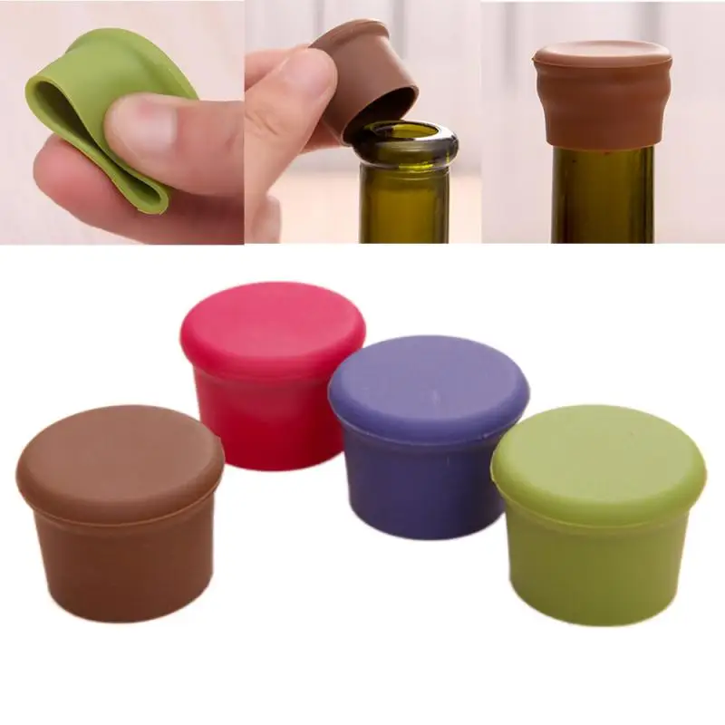 

1PCS Random Color Soft Silicone Bottle Stopper Bottle Caps Wine Stopper Family Bar Tools Creative Design Wine Bottle Cap Stopper