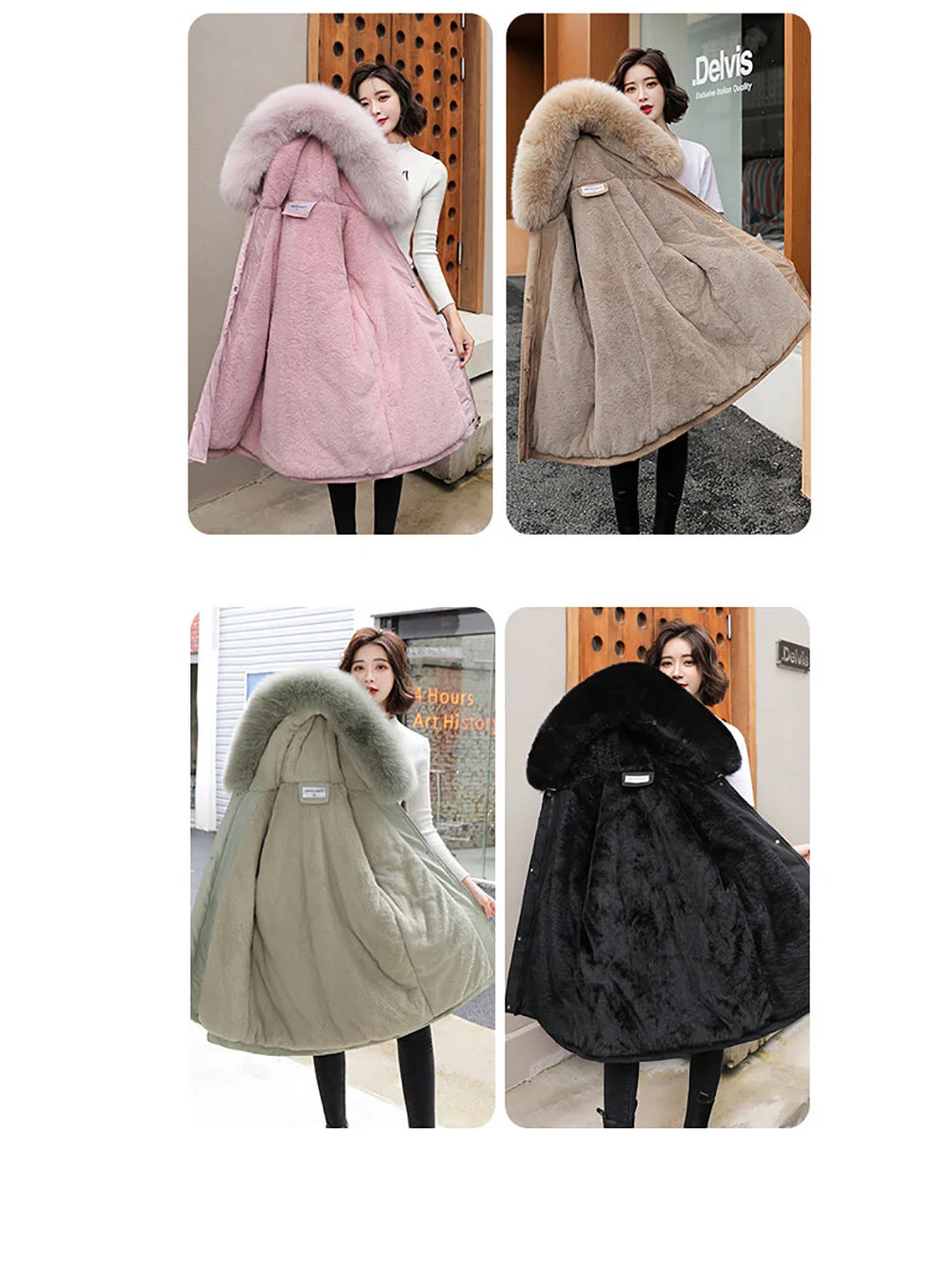 black puffer coat womens 2021 New Fashion Long Winter Coat Women Clothing Wool Liner Hooded Parkas Slim With Fur Collar Warm Winter Jacket Women petite long puffer coat