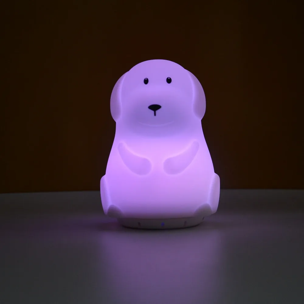 Dog Music Lamp Wireless Bluetooth Speaker Player 9 Colors LED Night Light USB Rechargeable Silicone Puppy for Children Baby | Освещение
