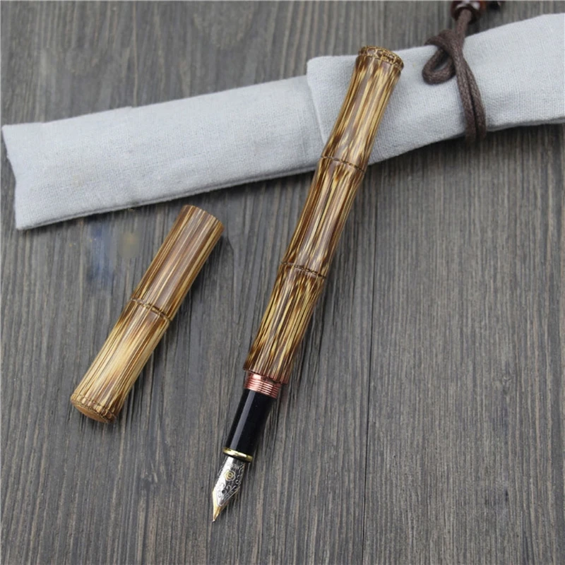 

Handmade Bamboo Fountain Pen Ink Pen Art Fountain Pen Broad Stub Chisel Pointed Nib F Nib Office Writing Gift 0.5mm