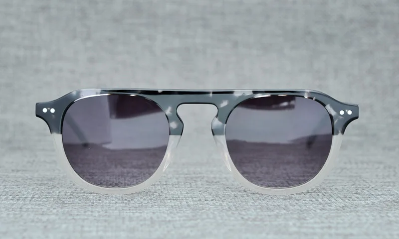 Acetate Round Sunglasses Men Women Brand Designer Retro Sun Glasses for Men Flat Top Vintage Clear Sunglass Shades UV400 Oculos