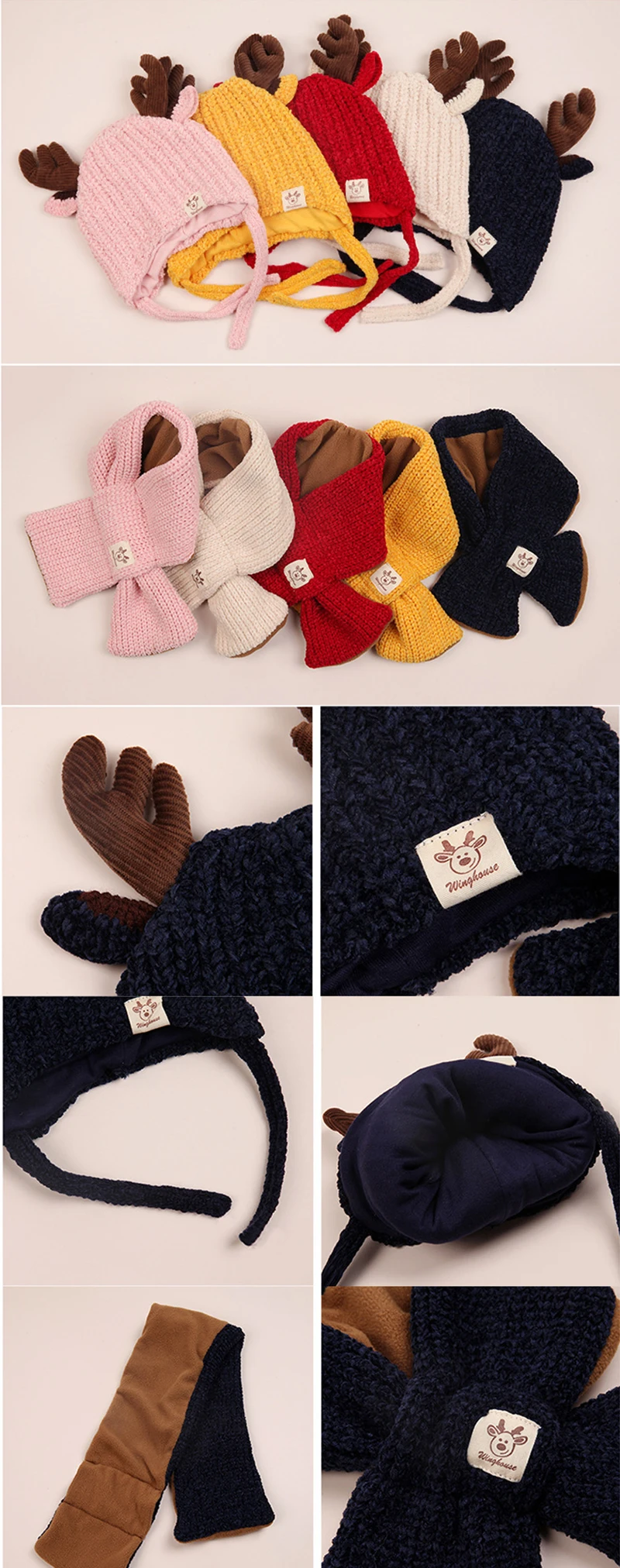 Hylidge/шерстяная вязаная детская теплая шапка, комплект с шарфом, детская шапочка, вязаная шапка с оленем для маленьких мальчиков, зимний шарф и шапка для девочек
