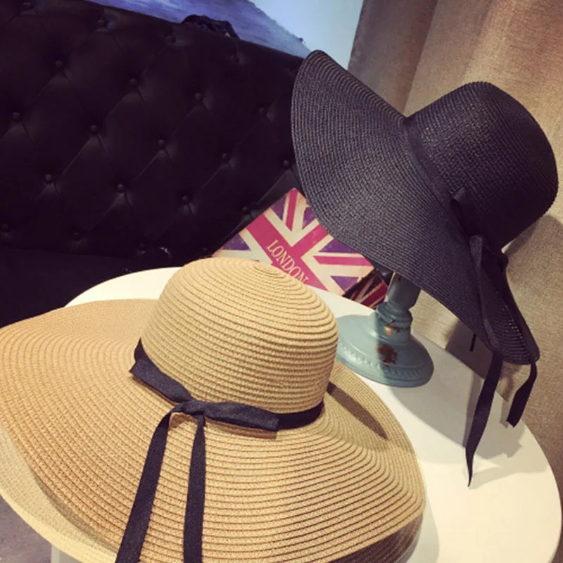 OUYAWEI Summer Women Straw Sun Hat Breathable Wide Brim Beach Floppy Hat OUYAWEI Summer Women Straw Sun Hat Breathable Wide Brim Beach Floppy Hat