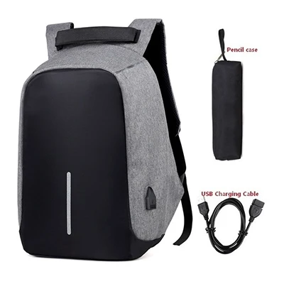Брендовый рюкзак, противоугонная водонепроницаемая сумка, 15,6 дюймов, ноутбук, Mochila, мужской рюкзак, рюкзак, школьный рюкзак для подростков - Цвет: Gray-2