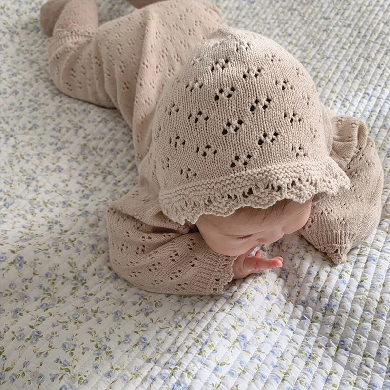 Newborn Baby Girl Knitting Bodysuit Jumpsuit Korean Style Infant One Piece Outfit Toddler Girl Clothes