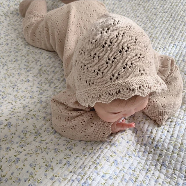 Newborn Baby Girl Knitting Bodysuits Korean Style Infant Baby Girls Jumpsuit One piece Outfit Toddler Baby Girl Clothes 4