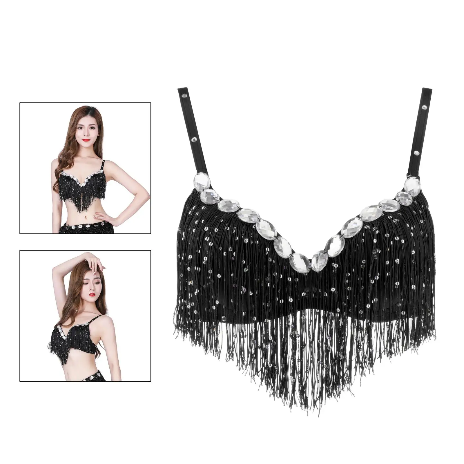 Halter Top Belly Dance Bra Sexy Latin Dance Party Costumes Sequin Tassel Stage Performance Top Sequin for Women