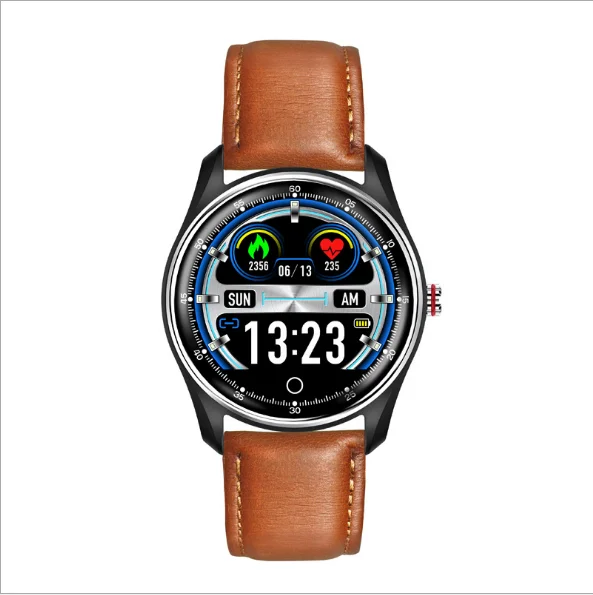 Reloj inteligente MX9 ECG presión артериальный PPG монитор для presión артериальный reloj inteligente multilingue para hombres y mujeres - Цвет: Belt brown