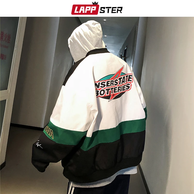 LAPPSTER Men Patchwork Streetwear Bomber Jackets 2021 Autumn Mens Korean Fashions Windbreaker Harajuku Hip Hop Jackets Coats
