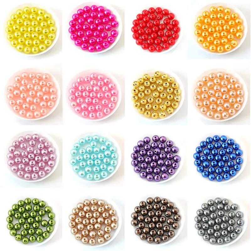 Loose Pearl Beads 4 6 8 10 12MM Hole ABS Imitation Simulated-pearl Round For DIY Jewelry Making