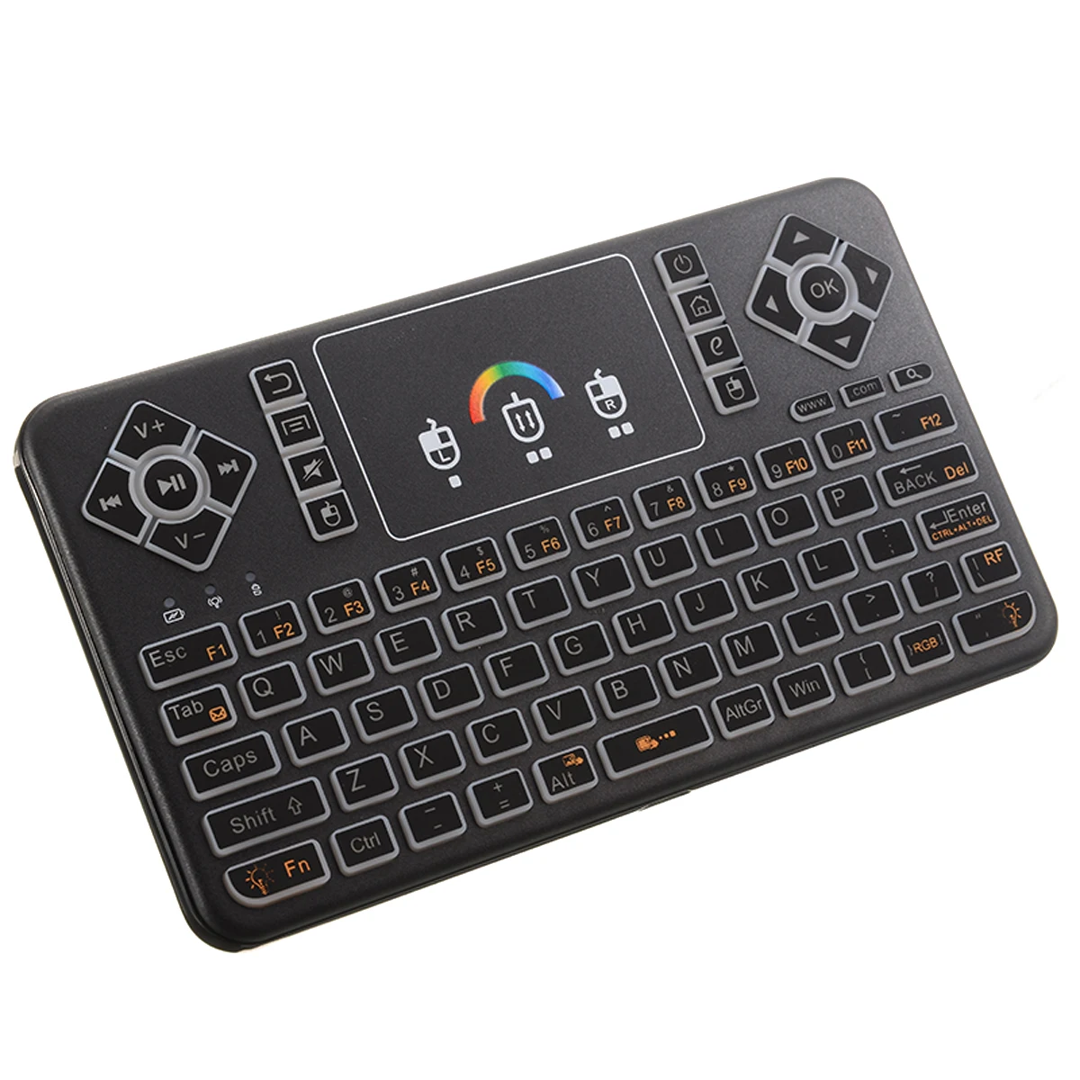 

1PC 3.7V Mini Backlit English Wireless Keyboard Touchpad Handheld Q9 2.4GHz 7-colors For Android PC TV Box Computer Accessories