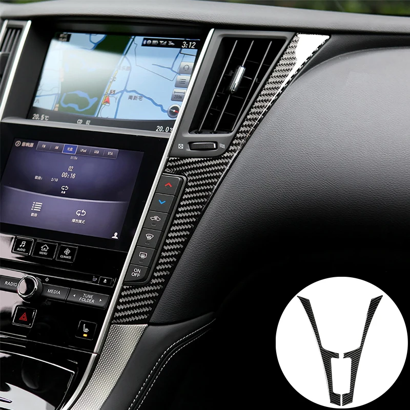 LZTQ Dashboard Decorative Frame Patch for Infiniti Q50 Q60 2013-2019 Car Interior Accessories Real Carbon Fiber 