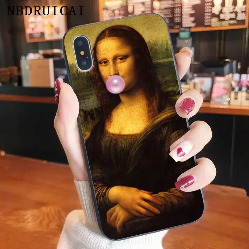 Fun5S Funny Cartoon Phone Case Leonardo da Vinci Mona Lisa Pat Cat
