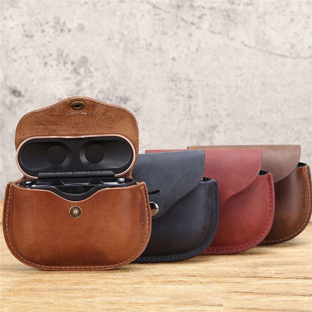 Durable Shock Resistant Leather Storage Case for Sony WF 1000XM3 Earphone Cover Bluetooth Headphone Protective Case