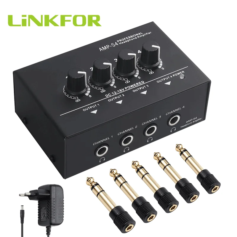 LiNKFOR Professional Multi Channel Mini Earphone Splitter Amp Balanced TRS Headphones Output Jack and TRS Audio Input Stereo AMP