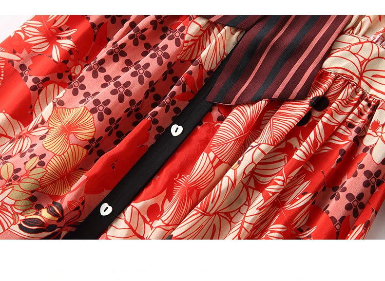 Шелковое шелковое платье тутового цвета для женщин Лето Новое высококачественное шелковое платье с принтом с семи рукавами с тонким темпераментом#50881