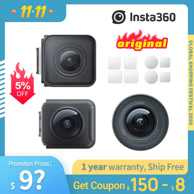 Insta360-cámara deportiva ONE R, Original, 4k, lente Dual, Mod 360, 1 pulgada