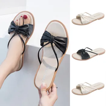 

2020 Summer Slippers Women Open-Toe Soft-Bottomed Casual Beach Shoes Zapatos De Mujer Fish Mouth Flat Slippers Female Shoes #C3