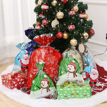 

30PCS New Christmas Gift Bags Drawstring Navidad Package Bags Christmas Candy Pocket Thank You Bags Gift Bag Party Supplies