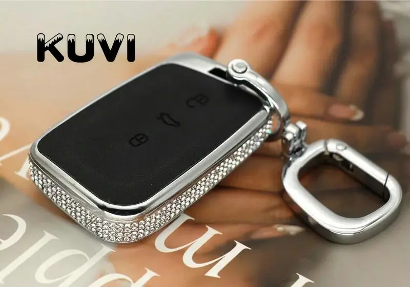 black with keyring Для Volkswagen VW Tiguan MK2 Magotan Passat B8 CC Skoda Superb A7 ключ чехол для ключей кармашек для часов чехол кожаный брелок - Название цвета: black with keyring