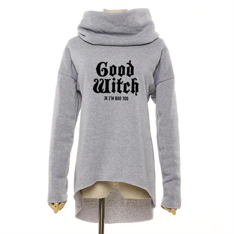 Водолазка с надписью «Good Witch», хлопковые толстовки с капюшоном для женщин, женская толстовка Kawaii, Молодежный худи для девочек, повседневная Креативная одежда размера плюс