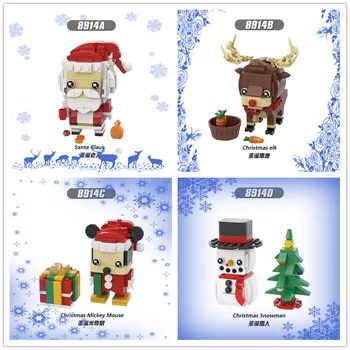 

Building Blocks 8914 Merry Christmas Gift Santa Claus Christmas Elk Mickey Mouse Snowman Learning Figures Bricks Toys for Kids