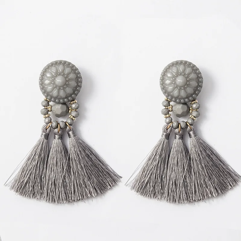Bohemia Small Tassel Earrings for Women Green Multi-color Beads Fringe Earring Summer Earing Boucle D’oreille Pendante 2019 New